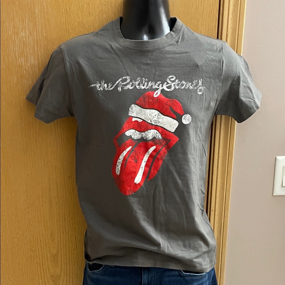The Rolling Stones Charcoal Tee with Red and White Logo